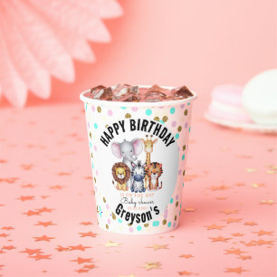 Wild One Safari Animals Boy Baby Shower Paper Cups