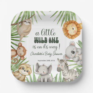 Wild One Safari Animals Boy Baby Shower Paper Plate