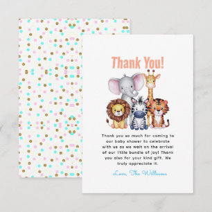 Wild One Safari Animals Boy Baby Shower Thank You Card