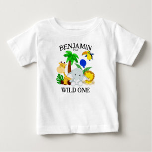 Wild One Safari Animals First Birthday Baby T-Shirt