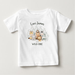 Wild One Safari Animals First Birthday Baby T-Shirt