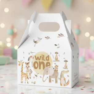 Wild one safari animals first kids birthday favour box