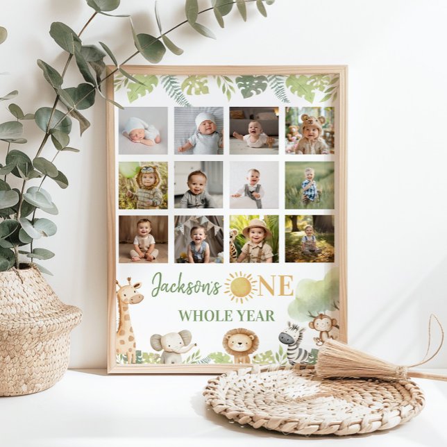 Wild One Safari Animals First Year Photo Milestone Poster (Creator Uploaded)