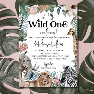 Wild One Safari Animals Gender Neutral Baby Shower Invitation