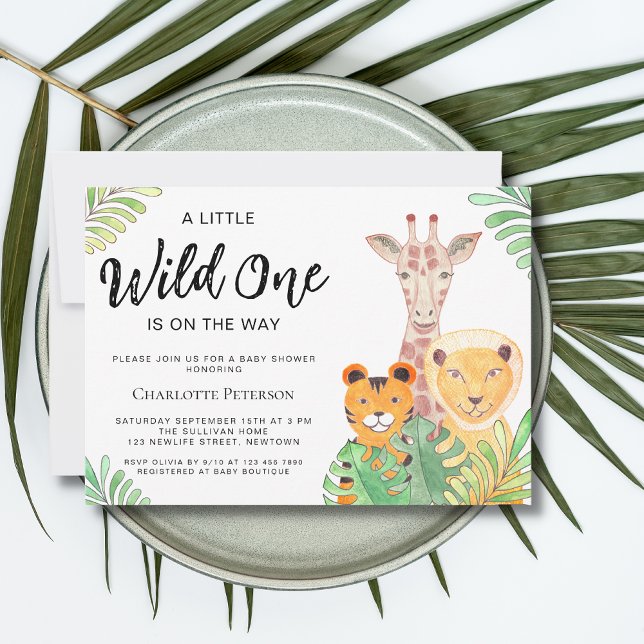 Wild One Safari Animals Gender-Neutral Baby Shower Invitation (Creator Uploaded)