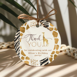 Wild one Safari animals giraffe Birthday Thank you Favour Tags