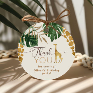 Wild one Safari animals giraffe Birthday Thank you Favour Tags