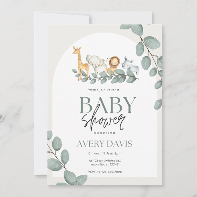Wild One Safari Animals Girl Baby Shower Invitation (Front)