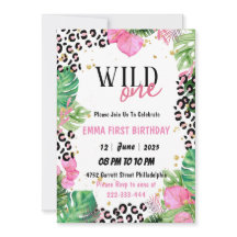 Wild One Safari Animals girl's 1st Birthday