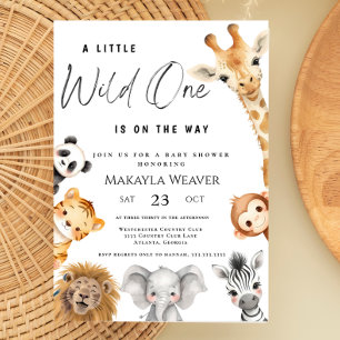 Wild One Safari Animals Jungle Theme Baby Shower Invitation
