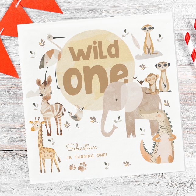 Wild one safari animals kids birthday napkin (Creator Uploaded)