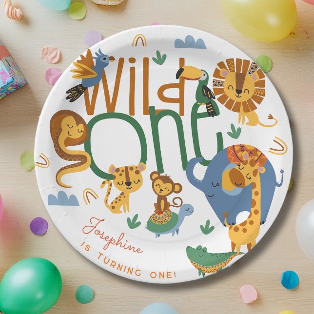 Wild one safari animals kids birthday party paper plate (Creator Uploaded)