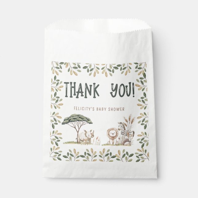 Wild One Safari Animals Neutral Baby Shower Favour Bags (Front)