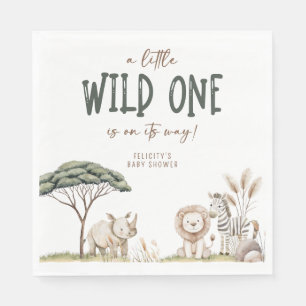 Wild One Safari Animals Neutral Baby Shower Napkin