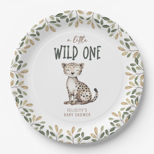 Wild One Safari Animals Neutral Baby Shower Paper Plate (Front)