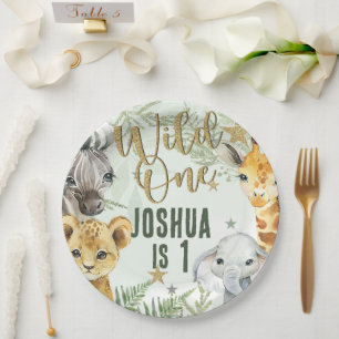 Wild One Safari Animals Paper Plates