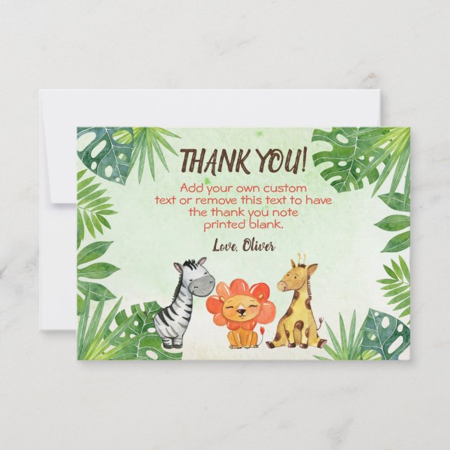 Wild one, Safari Animals Thank You Cards (Front)