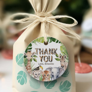Wild One, Safari Animals Themed Boy 1st Birthday Favour Tags
