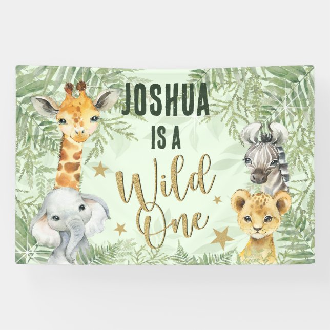 Wild One Safari Animals Welcome Banner  (Horizontal)