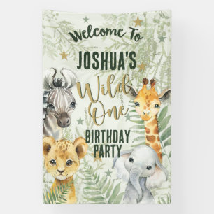 Wild One Safari Animals Welcome Banner