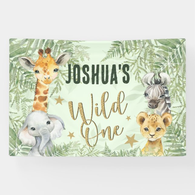 Wild One Safari Animals Welcome Banner  (Horizontal)