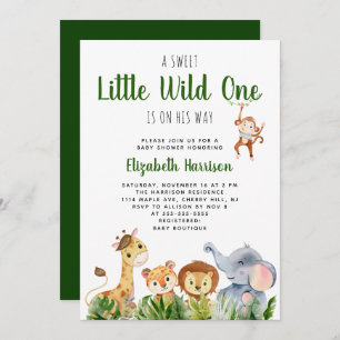 Wild One Safari Baby Boy Shower Invitation