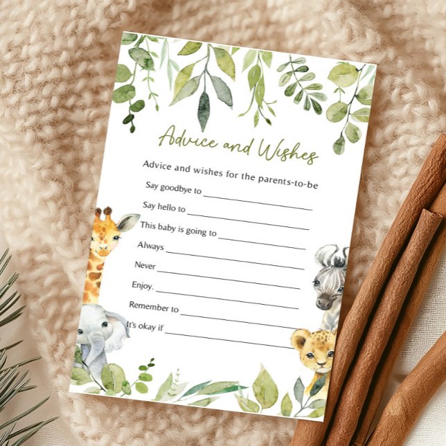 Wild One Safari Baby Shower Advice and Wishes Game (Creator Uploaded)