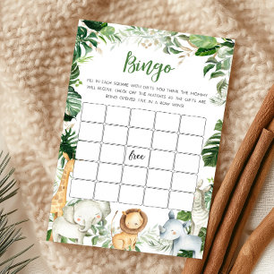 Wild One Safari Baby Shower Bingo Game