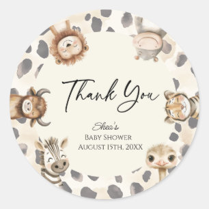 Wild One Safari Baby Shower Classic Round Sticker