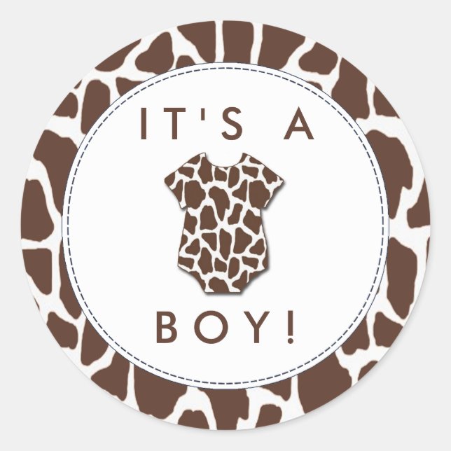 Wild One Safari Baby Shower Classic Round Sticker (Front)
