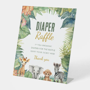 Wild One Safari Baby Shower Diaper Raffle Sign