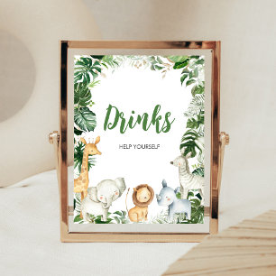 Wild One Safari Baby Shower Drinks Sign