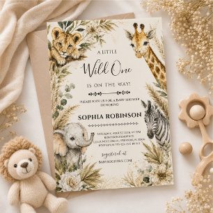 Wild One Safari Baby Shower Invitation
