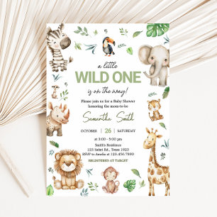 Wild One Safari Baby Shower  Invitation