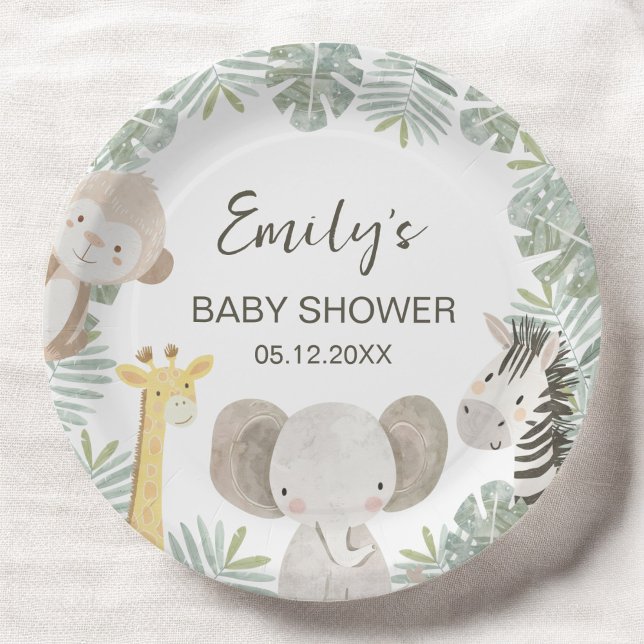 Wild One Safari Baby Shower Jungle Animals Paper Plate (Creator Uploaded)