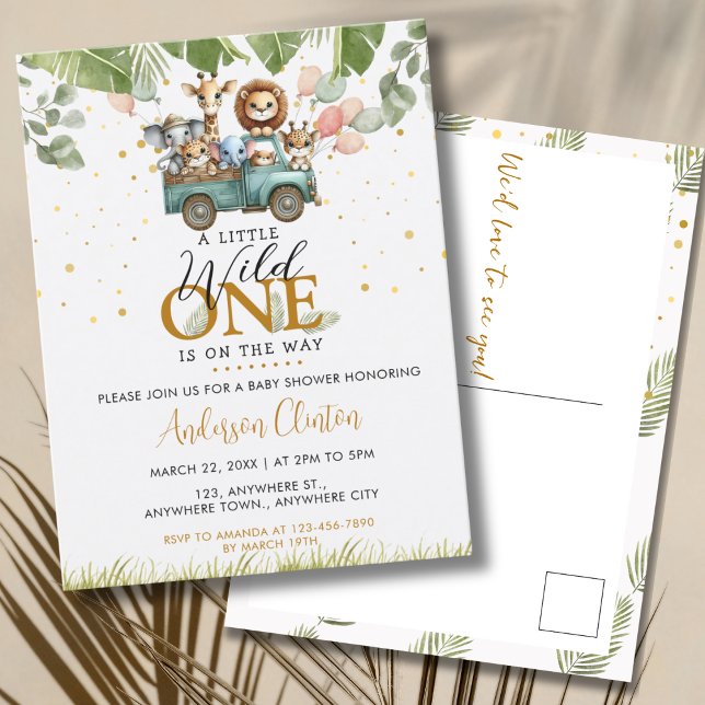  Wild One Safari Baby Shower Postcard (Creator Uploaded)