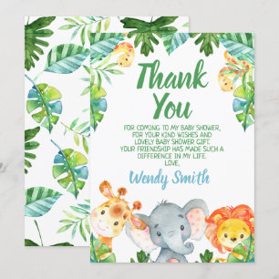 Wild One Safari Baby Shower Thank You Card