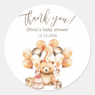 Wild One Safari Bear Baby Shower Thank You Classic Round Sticker