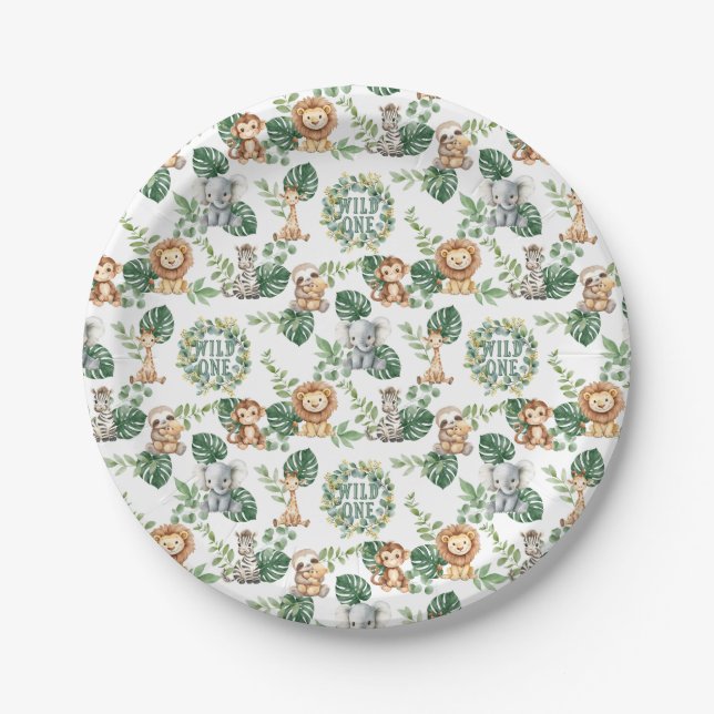 Wild One Safari Birthday Cake Plates (Front)
