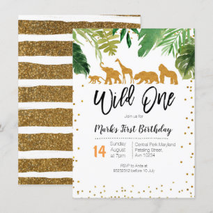 Wild One Safari Birthday invitation