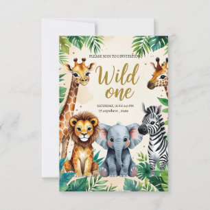 Wild One Safari Birthday Invitation