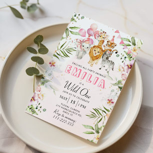 Wild one safari birthday invitation