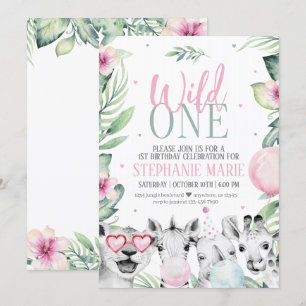 Wild One Safari Birthday Invitation for Girl