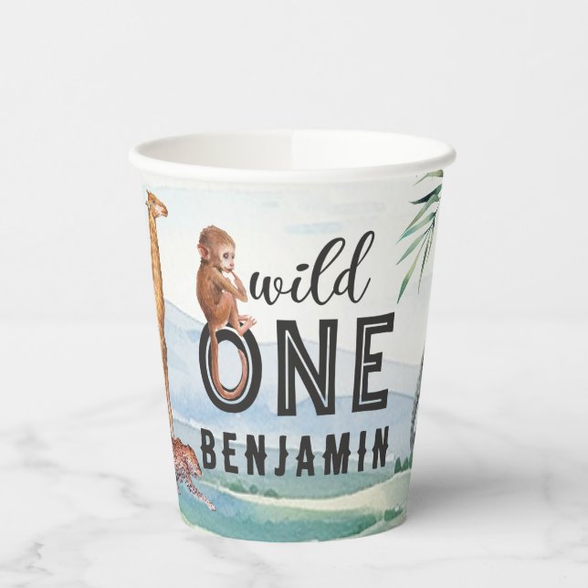 Wild One Safari Birthday Paper cup (Left)