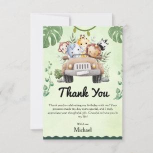 Wild One Safari Birthday Thank You Card