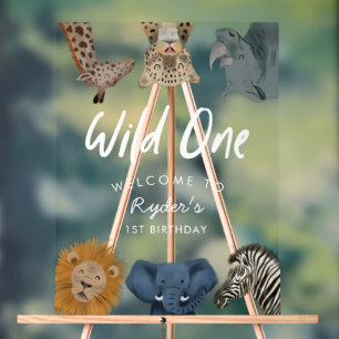 Wild One Safari Birthday Welcome Acrylic Sign