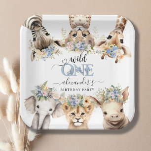 Wild One Safari Boy 1st Birthday Paper Plate