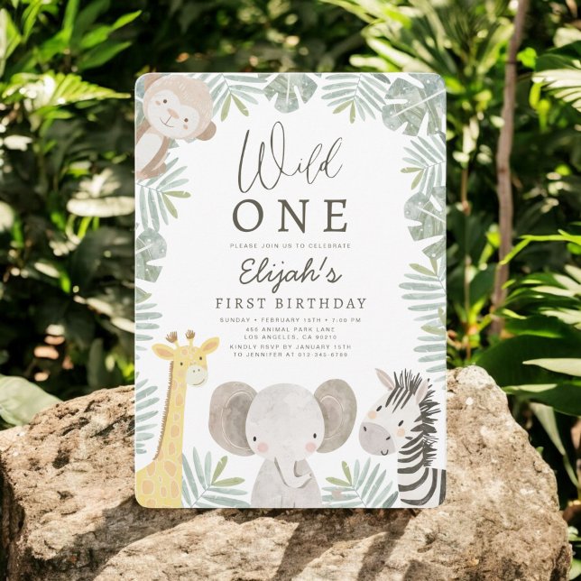 Wild One Safari Boy's 1st Birthday Invitation (Creator Uploaded)