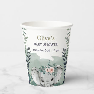 Wild One Safari Elephant Baby Shower Paper Cups