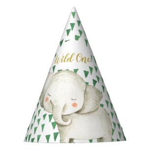 Wild One Safari Elephant Birthday Party Hat